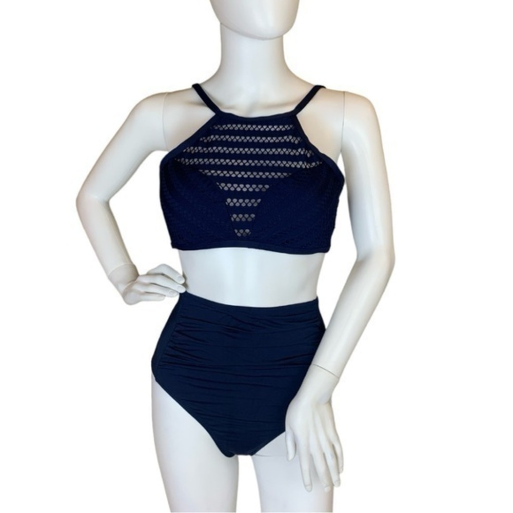 Kenneth Cole Swimsuit Top Navy Blue Size Large
